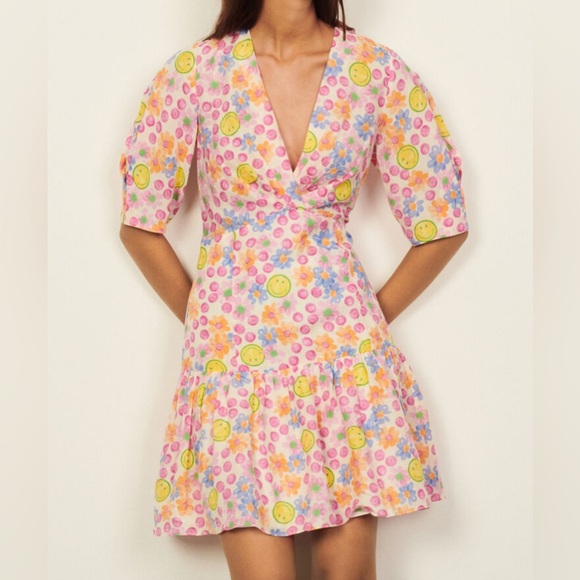 Sandro X Smiley Short Dress With Print - Picture 1 of 7